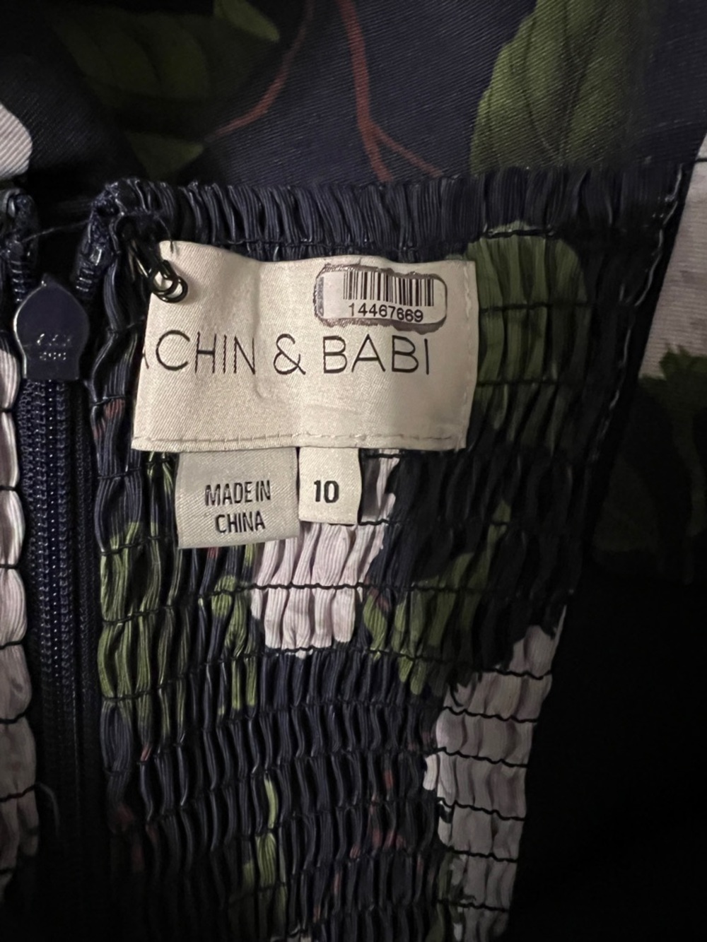Sachin + Babi Navy Midi Dress with White Floral Print - Picture 7 of 7